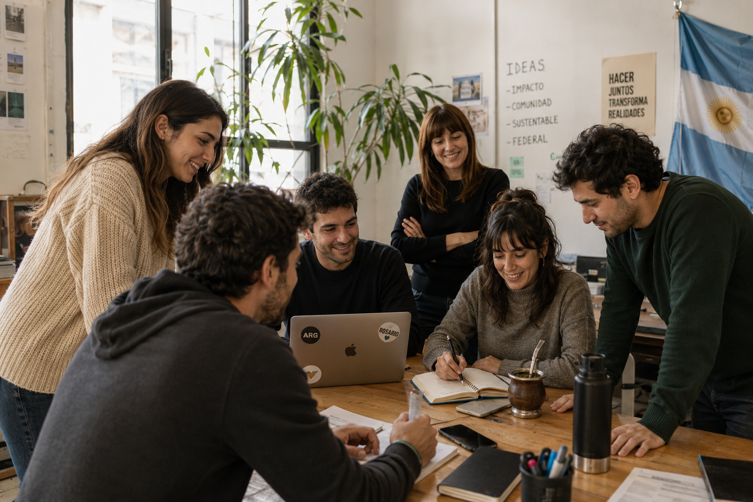 Young professionals collaborating with an Argentine organization