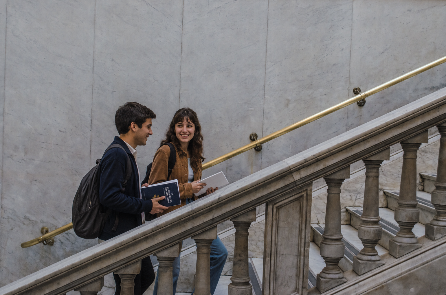 Students walking through a university building in Buenos Aires, Argentina